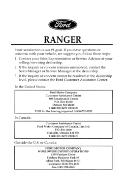 1996 Ford Ranger Owners Manual